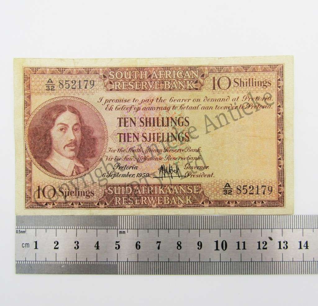 MH de Kock Ten Shillings 1950 E/A A32 VF