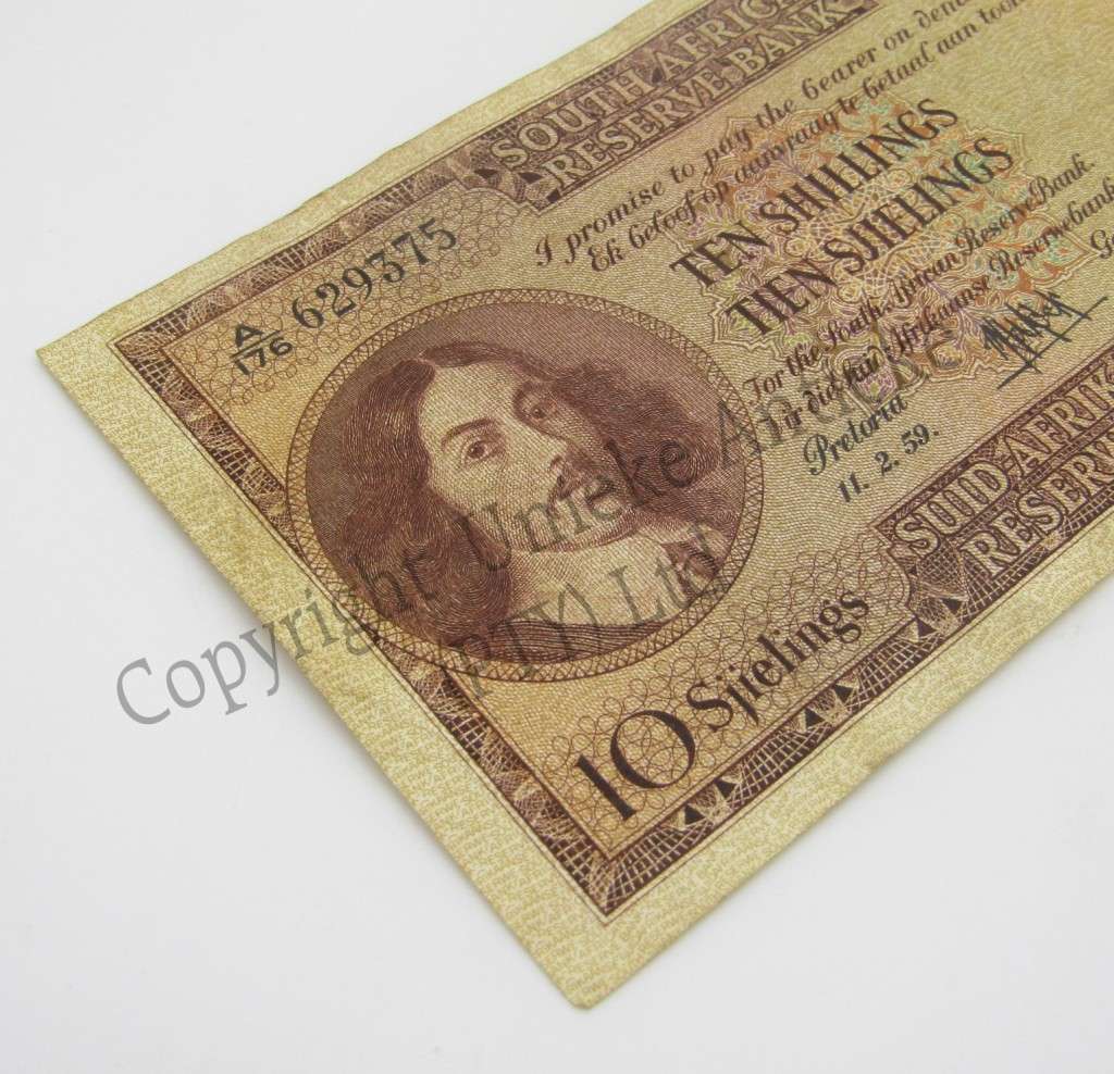 MH de Kock Ten Shillings 1959 - E/A - A176 - VF+