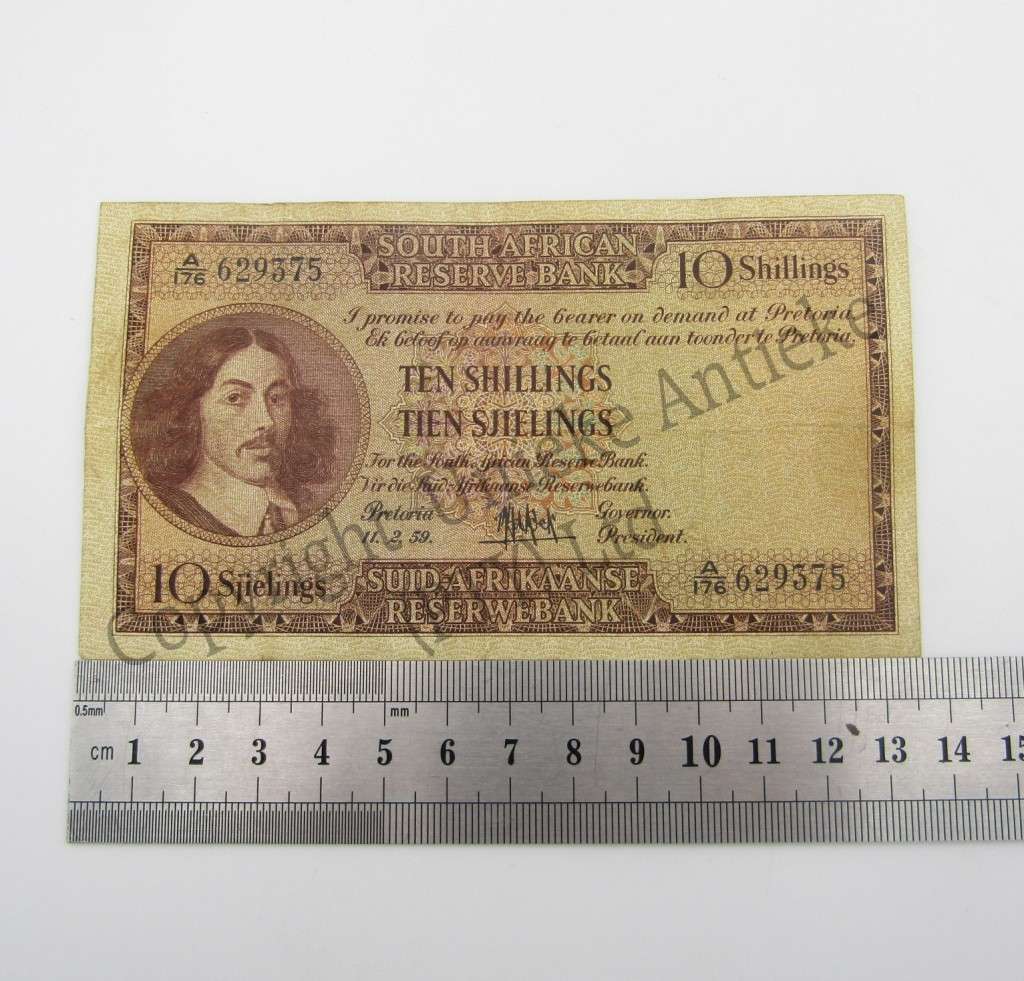MH de Kock Ten Shillings 1959 - E/A - A176 - VF+