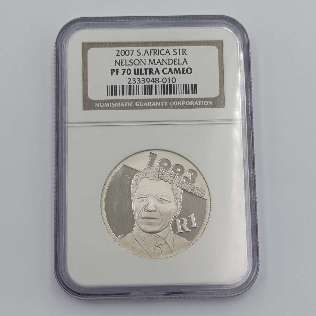 2007 RSA silver R1 Nelson Mandela graded  PF70 Ultra Cameo by NGC