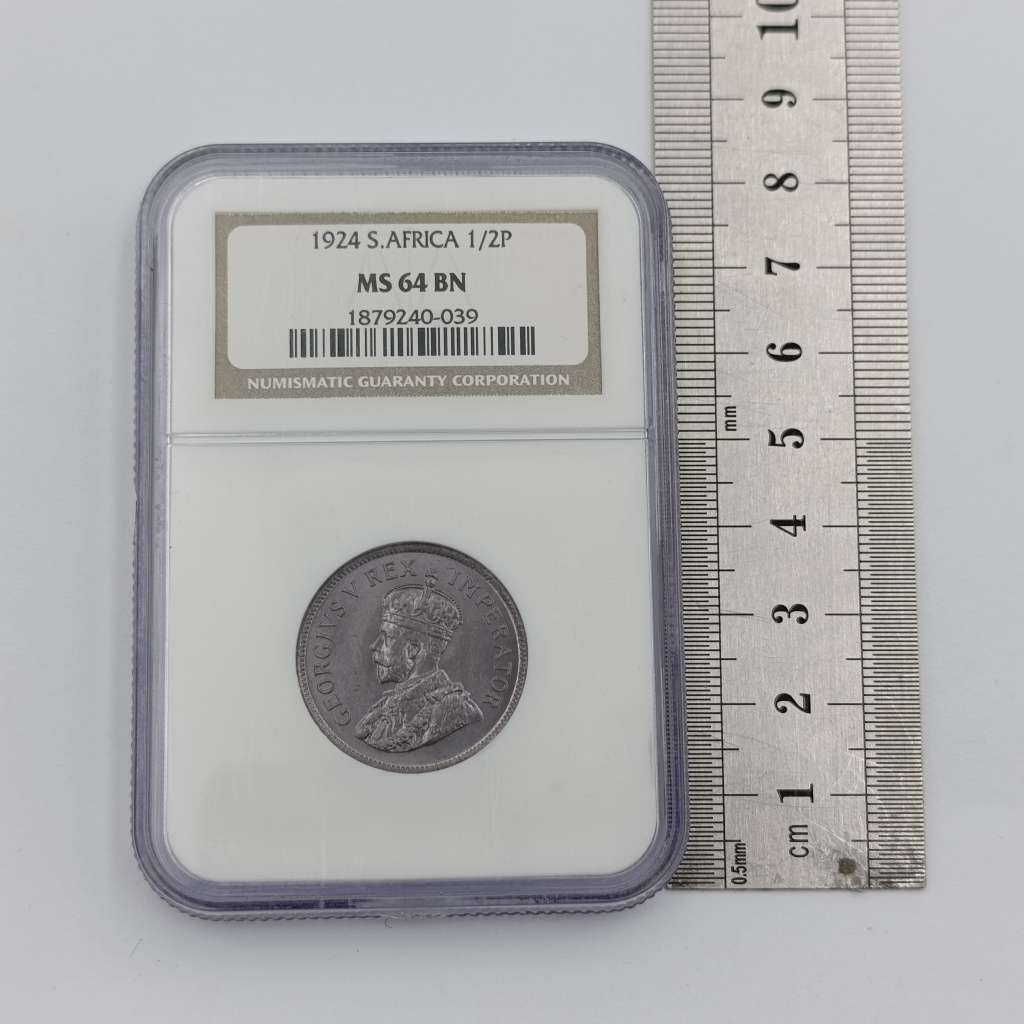 1924 SA Union half penny graded MS64 BN by NGC