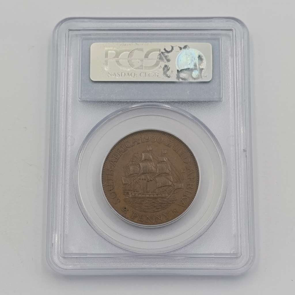 1930 SA Union Penny graded AU 58 by PCGS
