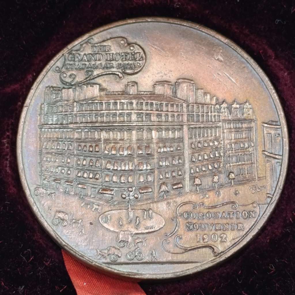 1902 Coronation medallion of the Grand Hotel - Edward VII and Queen Alexandria