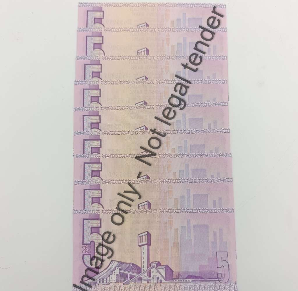 Banknotes SA GPC de Kock 2nd Issue Lot of 9 banknotes R5 with consecutive numbers - uncirculated