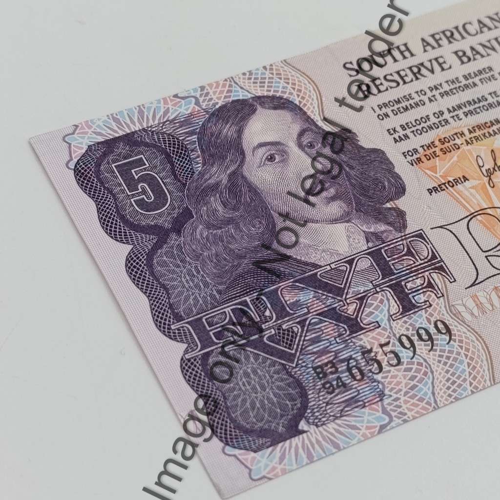 Banknotes SA GPC de Kock 2nd Issue Lot of 9 banknotes R5 with consecutive numbers - uncirculated