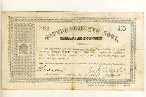 TOP ITEM Pre Reservebank Gouvernements noot five Pound Pretoria variety A @@@ Crazy R1 Start