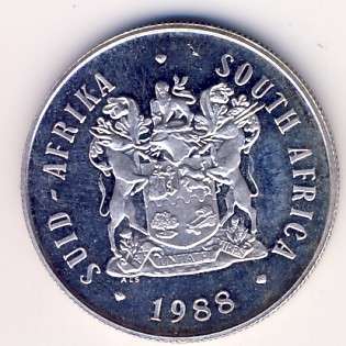 1988 Huguenots silver Rand - nice toning as per scan a