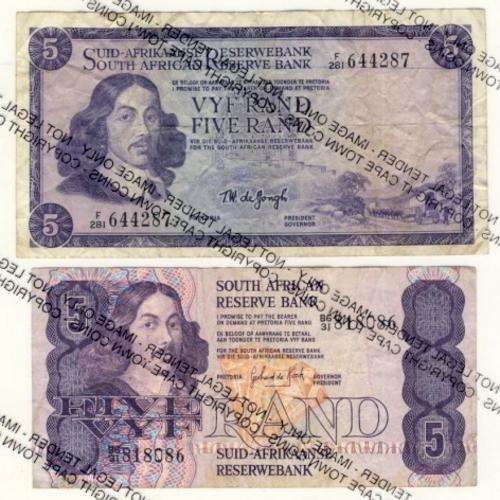 2 South Africa R5 notes De Kock and De Jongh