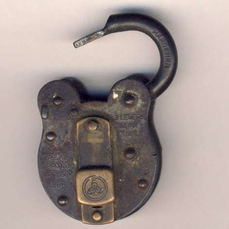 Antique lock - 3 Lever Trelock with slider over keyhole