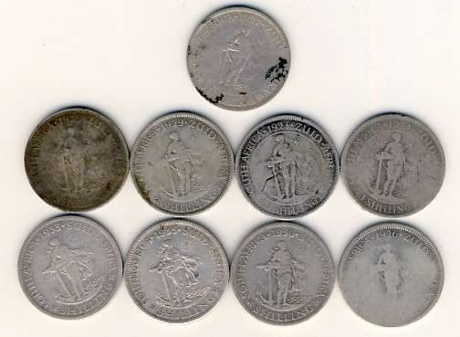 Lot of 9 George 5 Shillings - YOU BID PER SHILLING TO TAKE ALL