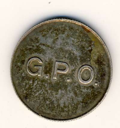 Silver G.P.O token with number 55 on back - Hern No. 442 b - Scarce