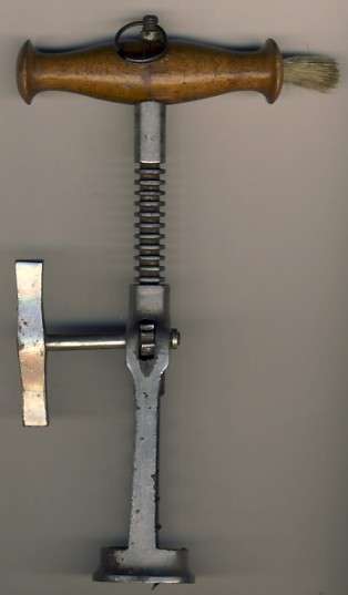 Large antique corkscrew with brush in handle - Hi class item - as per scan