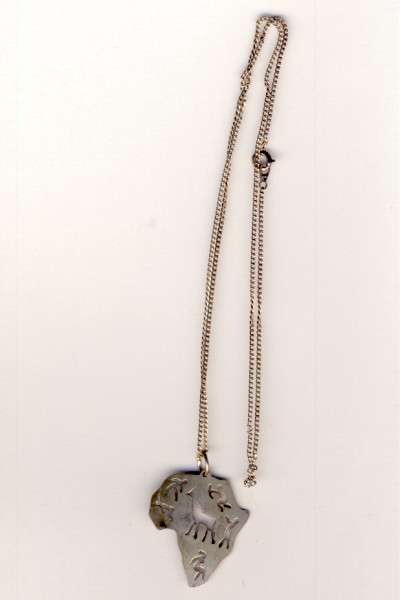 Sterling silver necklace with African Map pendant as per scan