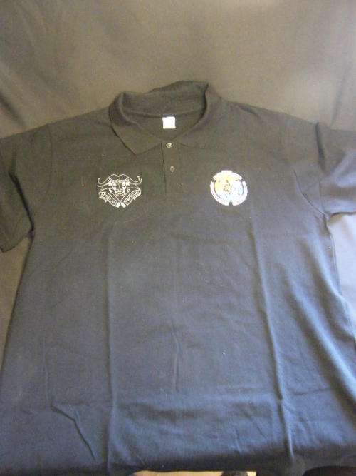 32 Anti - Tank Squadron Black Golf Shirt with 32 AT & 32 Buffalo Logo - as per photo