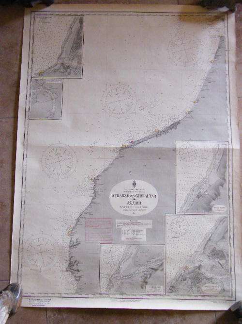 1918 Map - Straits of Gibraltar  - Excellent condition - 97 x 70cm - as per scan