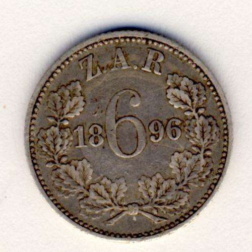 ZAR Silver 1896 sixpence - Paul Kruger