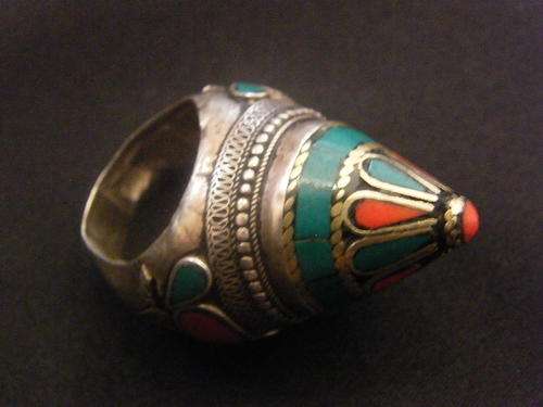 Large sterling silver & enamel ring - weighs 39.4 grams @@@ Crazy R1 Start