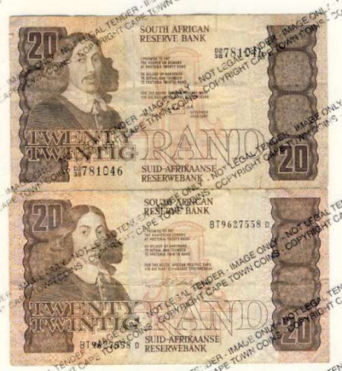 SA - Pair of Stals & GPC de Kock R20 notes - excellent - as per scan