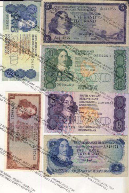 Lot of 6 old SA banknotes as per scan - some UNC