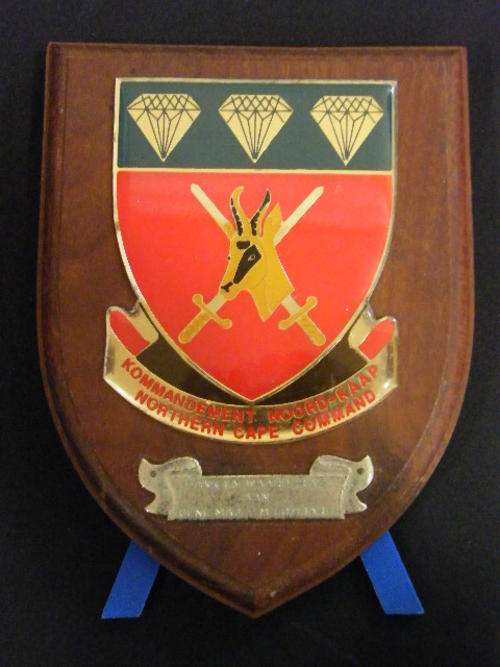 Northern Cape Command plaque issued to GENL MAJ PM LOMBARD