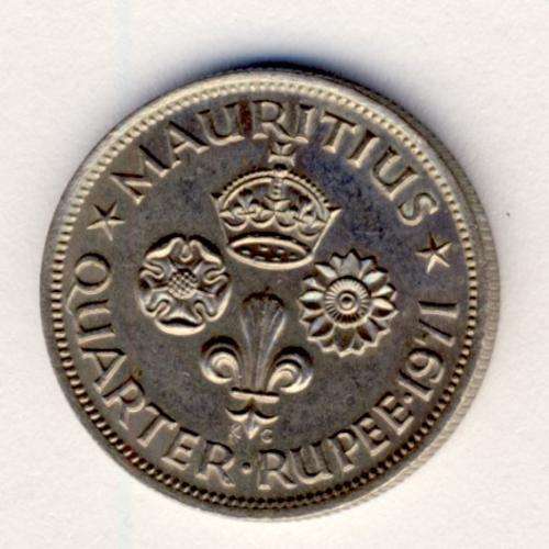 1971 Mauritius Proof Quarter Rupee - slightly impaired