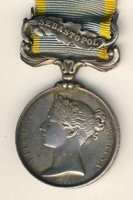 1854 Crimea Medal with Sebastopol clasp - Issued to LIEUT. HS Ryder 2nd Batt Rifle Brigade