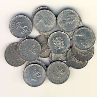 Rhodesia sixpences / 5 cents 1964, 1973, 1975, 1976 lot of 20