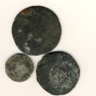 Antique Lot of 3 shipwreck coins - bad condition - not known from what wrecks