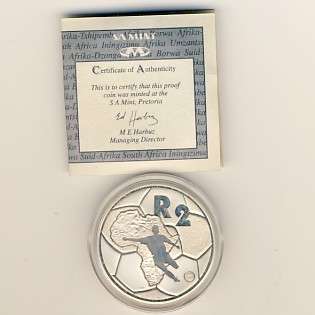 RSA 1996 Bafana Bafana Soccer silver R2 Victory coin  In SAM case with certificate