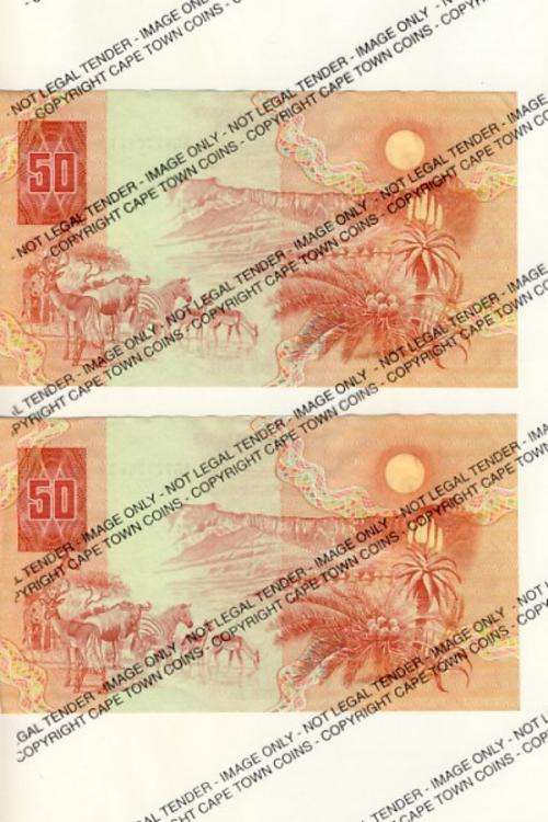 CL Stals 2 UNC R50 notes consecutive - ERROR with inkblot of second 6 in number @@@ Crazy R1 Start