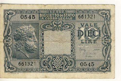 Italy 1944 ten Lire note