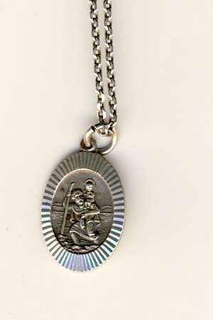 Silver chain with St Christopher pendant