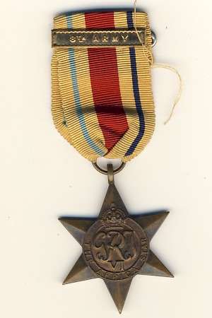 Set of 4  Issued to C.A. Damon War medal Africa service 39 -45 star Africa star with 8th Army clasp