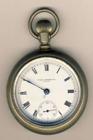 Large Pan America pocket watch with train on back - overwound