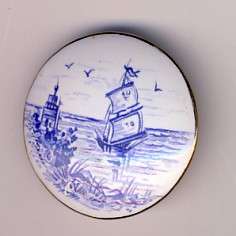 Delft Type (no marks) Porcelain Brooch