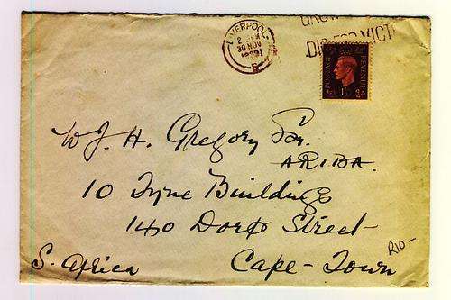 Posted from England to South Africa as per scan