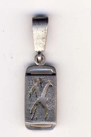 Silver Giraffe bushman art pendant