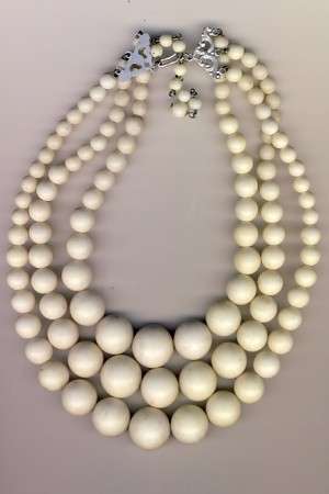 3 String White bead necklace as per scan