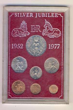 Silver Jubilee coins 1977 in slab