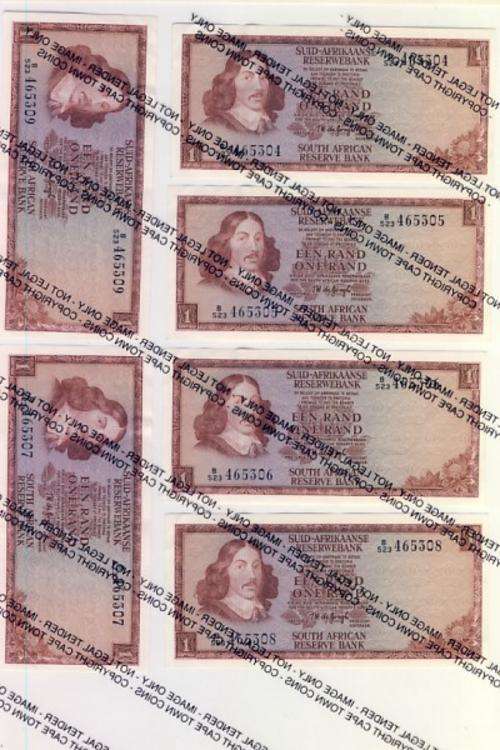 TW de Jongh 3rd Issue - Lot of 6 R1 notes uncriculated - consecutive numbers