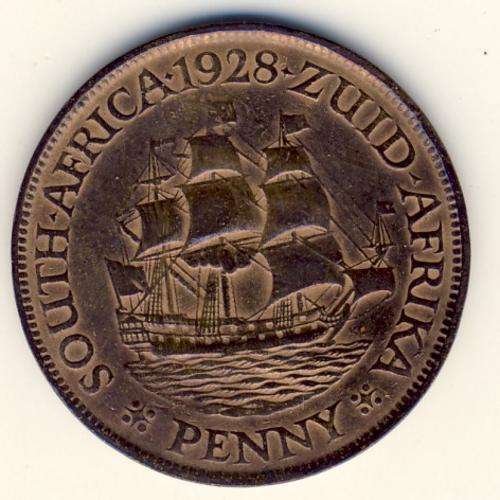 SAU Bronze 1928 penny as per scan - polished