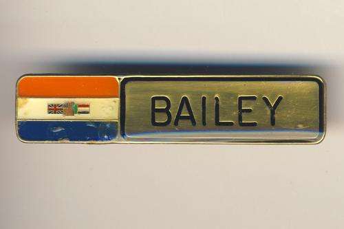 SADF nametag with old SA flag - Bailey