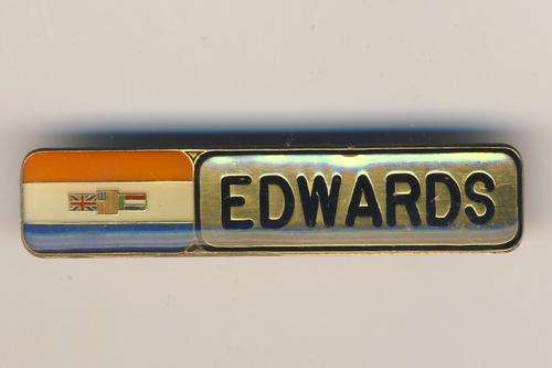 SADF nametag with old SA flag - Edwards