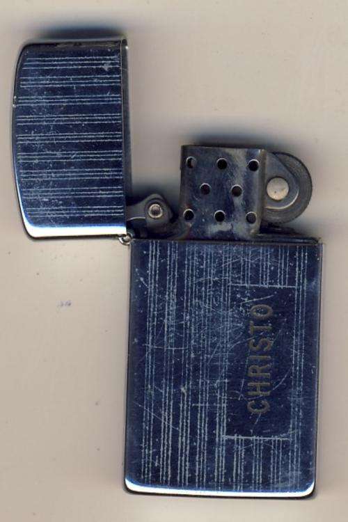 Real Zippo smaller lighter - Inscribed CHRISTO with original box