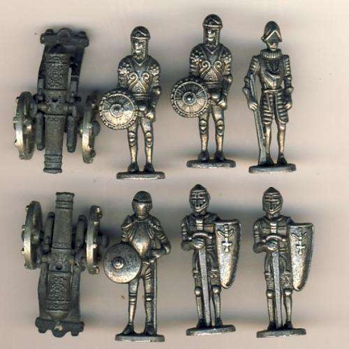 6 Lead soldiers with 2 canons - miniature - as per scan