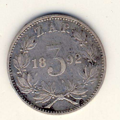 ZAR 1892 Kruger 3d - nice coin - low mintage