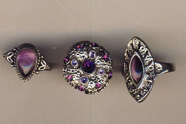 3 Lovely rings WITH PURPLE STONES
