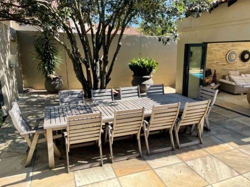 10 Seater Solid Teak Patio Table and Chairs