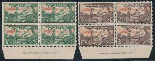 New Zealand - 1946 - Health Stamps - set of 2 imprint blocks of 4 mint unhinged. Sg 678-679