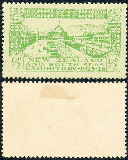 New Zealand - 1925 - Dunedin Exhibition - ½d yellow-green/ green mint hinged . SG 463 .